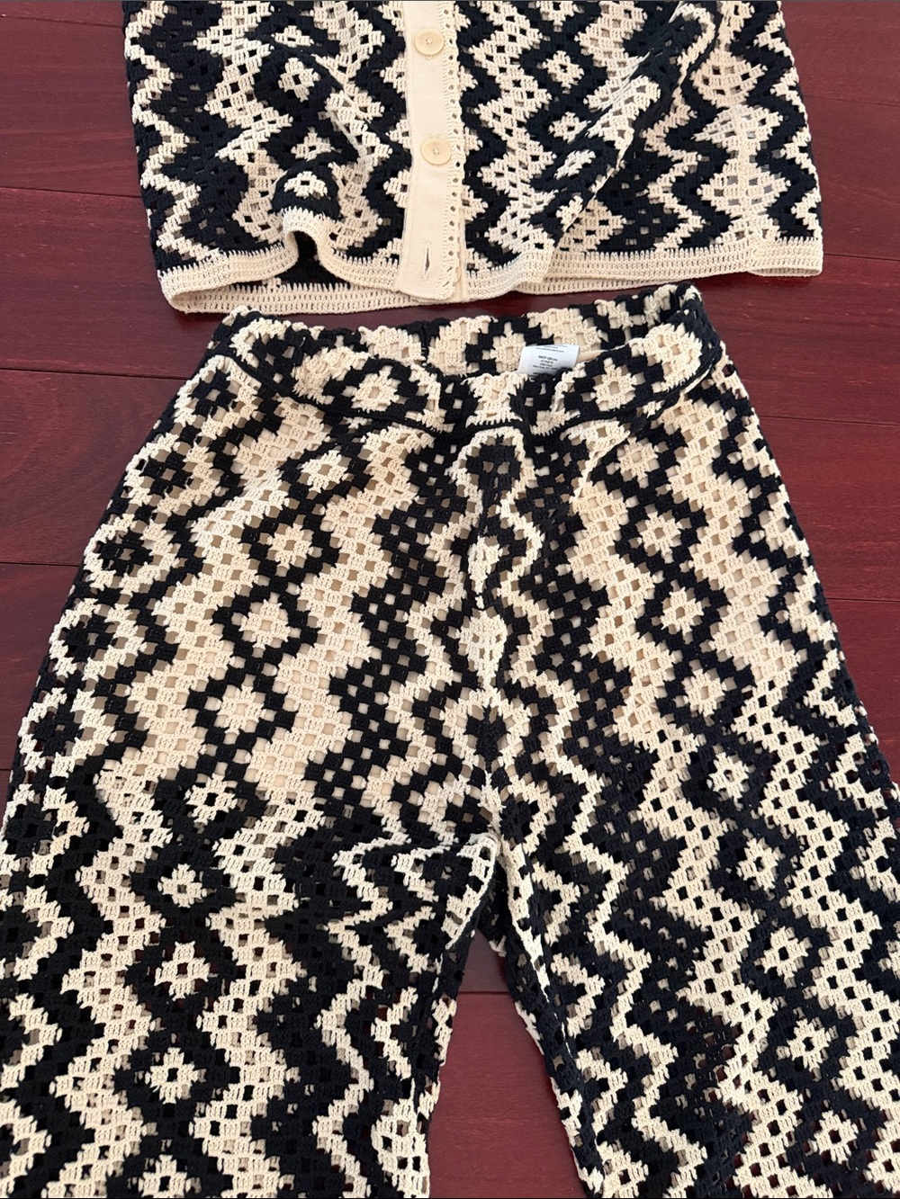 Sandro Black and Cream crochet set (M) - Picture 3 of 5